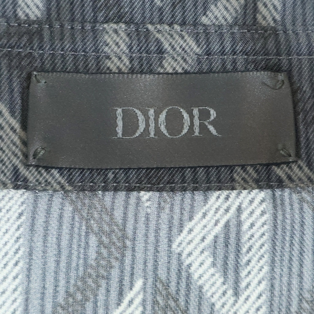 Christian Dior(クリスチャンディオール) SHORT-SLEEVED SHIRTS ショートスリーブドシャツ 総柄 半袖シャツ シルク イタリア製 グレー 193C545A5797