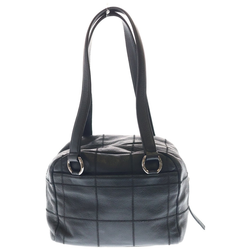 CHANEL(シャネル) チョコバー レザーミニボストン ハンドバッグ シルバー金具 ブラック 9番台 レディース