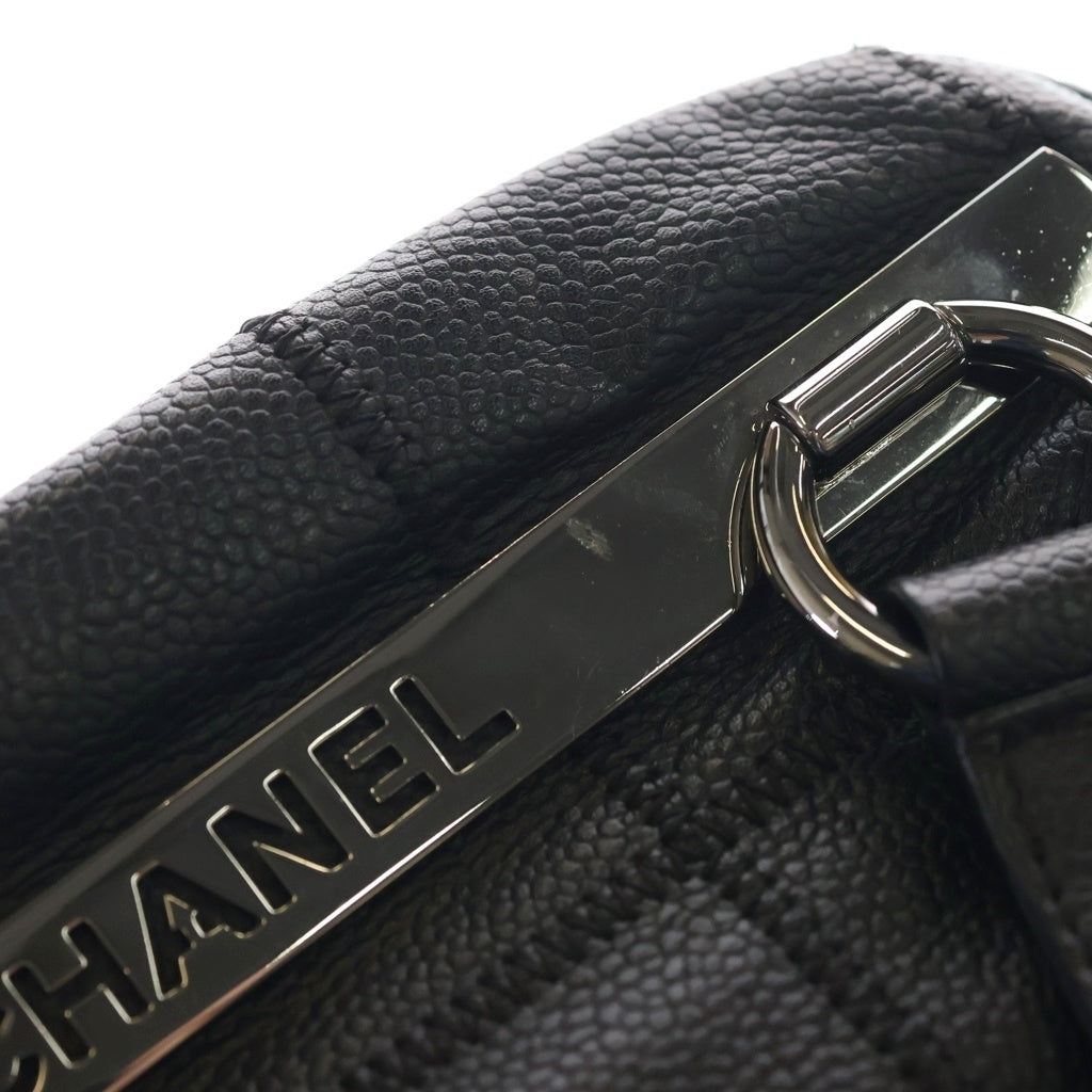 CHANEL(シャネル) チョコバー レザーミニボストン ハンドバッグ シルバー金具 ブラック 9番台 レディース