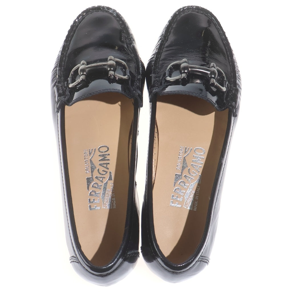 FERRAGAMO(フェラガモ) レザーフラットシューズ ブラック エナメル #4 レディース
