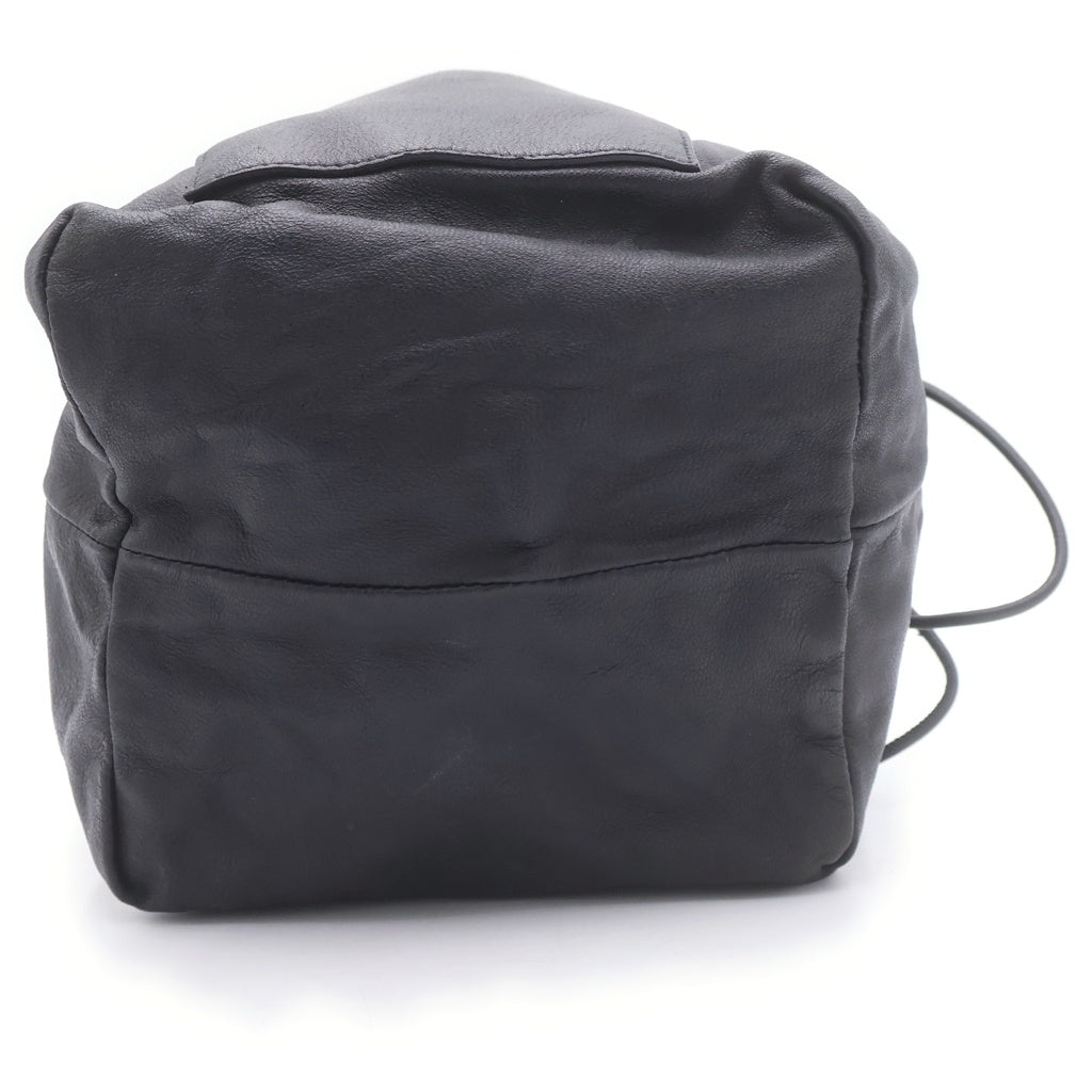 JIL SANDER NAVY(ジルサンダーネイビー) ドローストリング ハンドバッグ ミニバッグ ブラック レザー レディース
