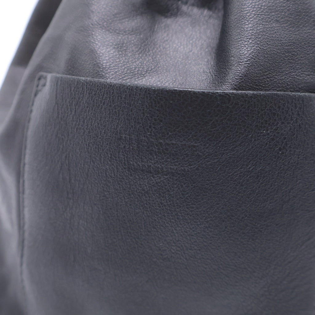 JIL SANDER NAVY(ジルサンダーネイビー) ドローストリング ハンドバッグ ミニバッグ ブラック レザー レディース