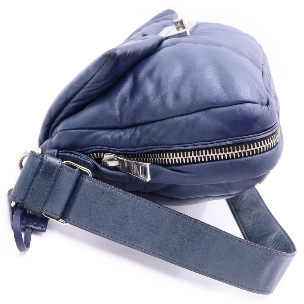 PRADA(プラダ) ナッパボンバー ショルダーバッグ ブルー ナイロン/レザー BR5032 レディース