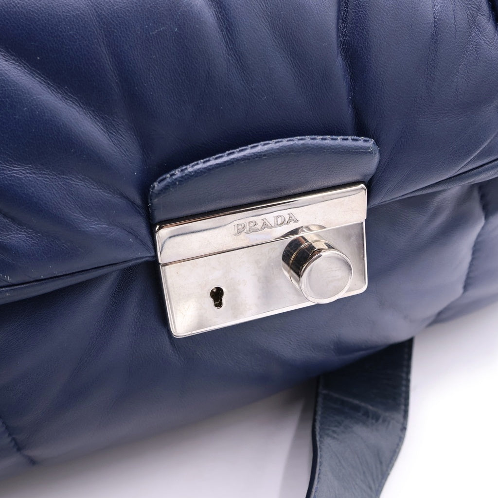 PRADA(プラダ) ナッパボンバー ショルダーバッグ ブルー ナイロン/レザー BR5032 レディース