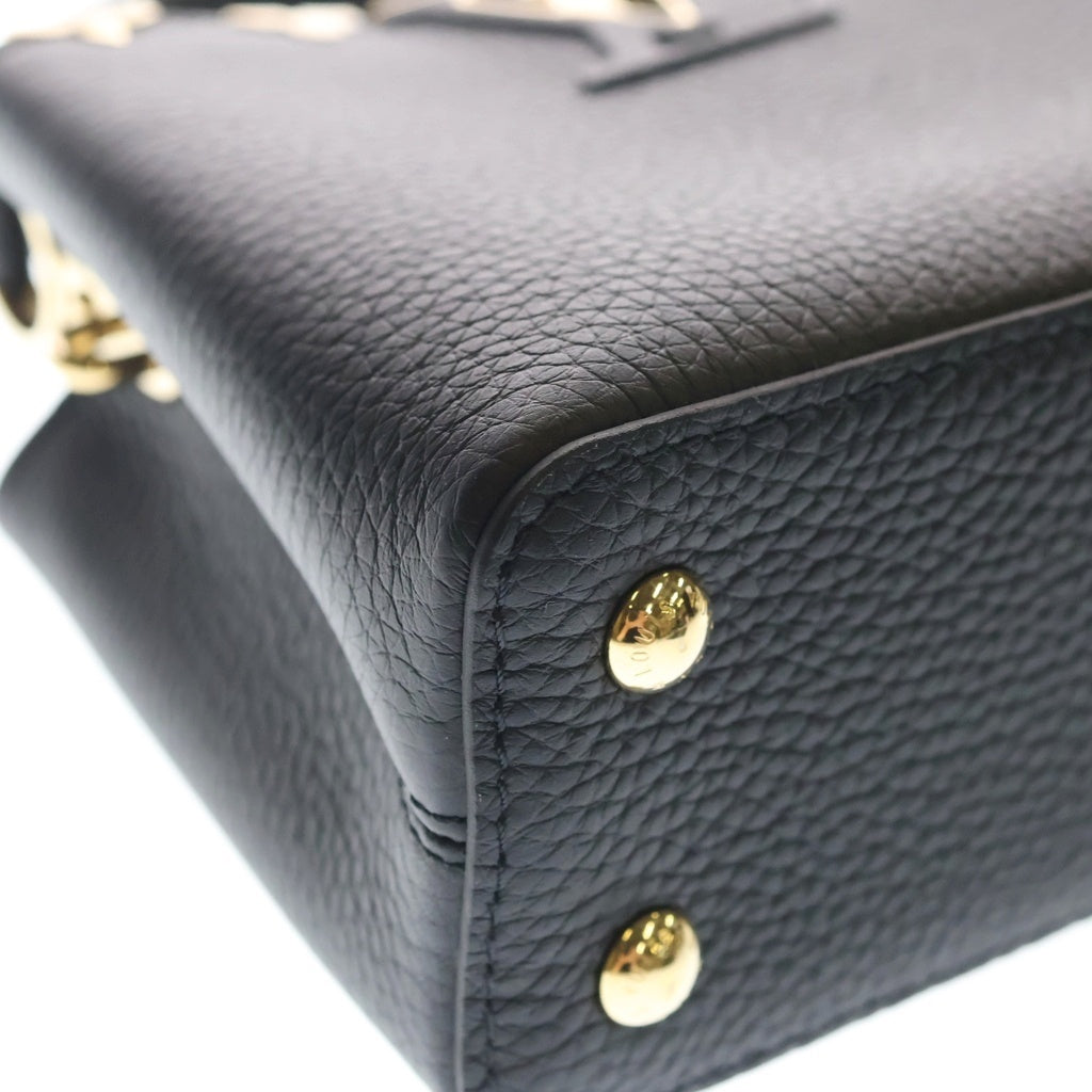 LOUIS VUITTON(ルイヴィトン) カプシーヌ MINI 2WAYバッグ ハンドバッグ ショルダーバッグ ブラック レザー M56669 ゴールド金具 レディース