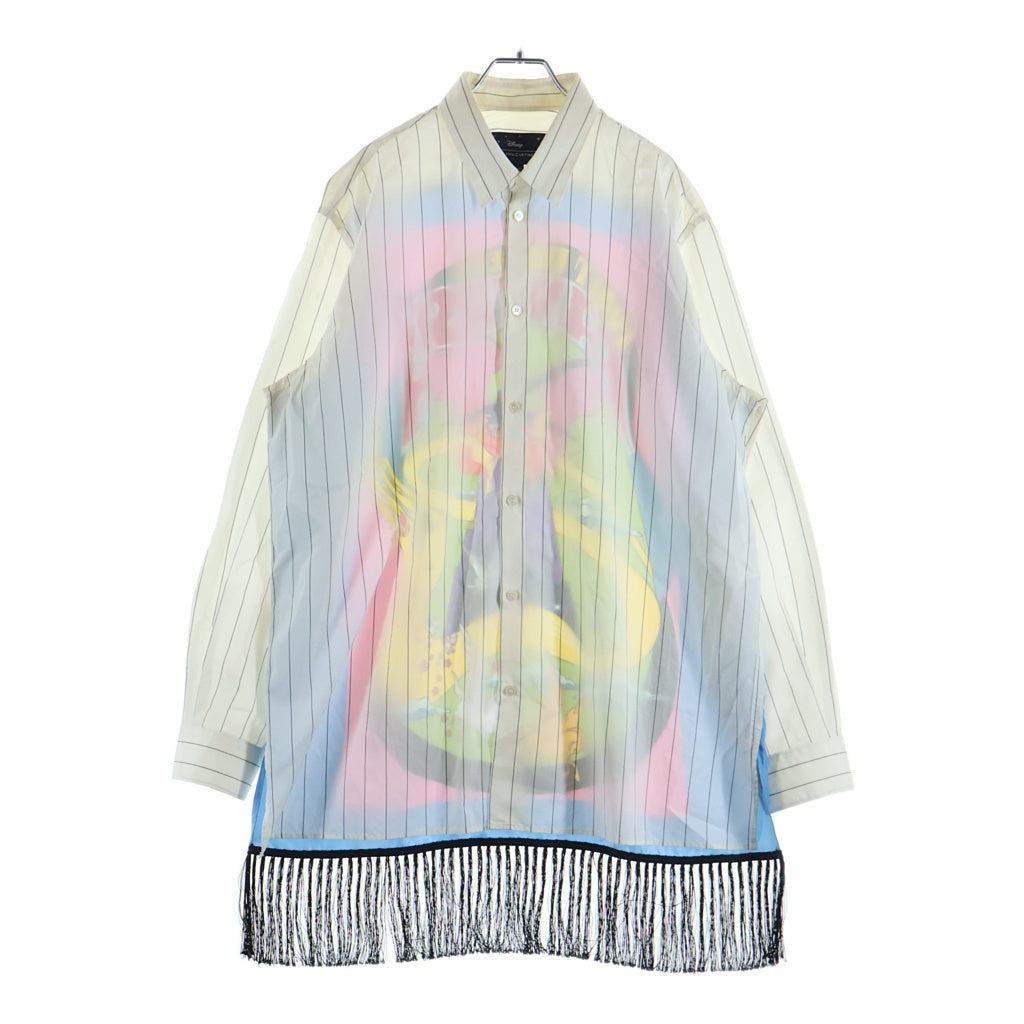 STELLA McCARTNEY(ステラマッカートニー) ×ディズニー バックプリント 裾フリンジ ストライプシャツ ホワイト×マルチカラー #L