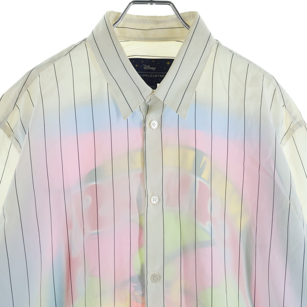 STELLA McCARTNEY(ステラマッカートニー) ×ディズニー バックプリント 裾フリンジ ストライプシャツ ホワイト×マルチカラー #L