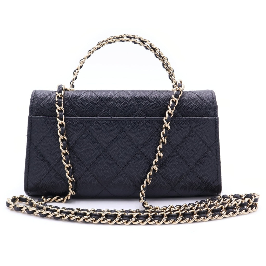 CHANEL(シャネル) マトラッセ キャビアスキン ゴールド金具 フォンケース チェーン ショルダーバッグ AP3238 ブラック レディース