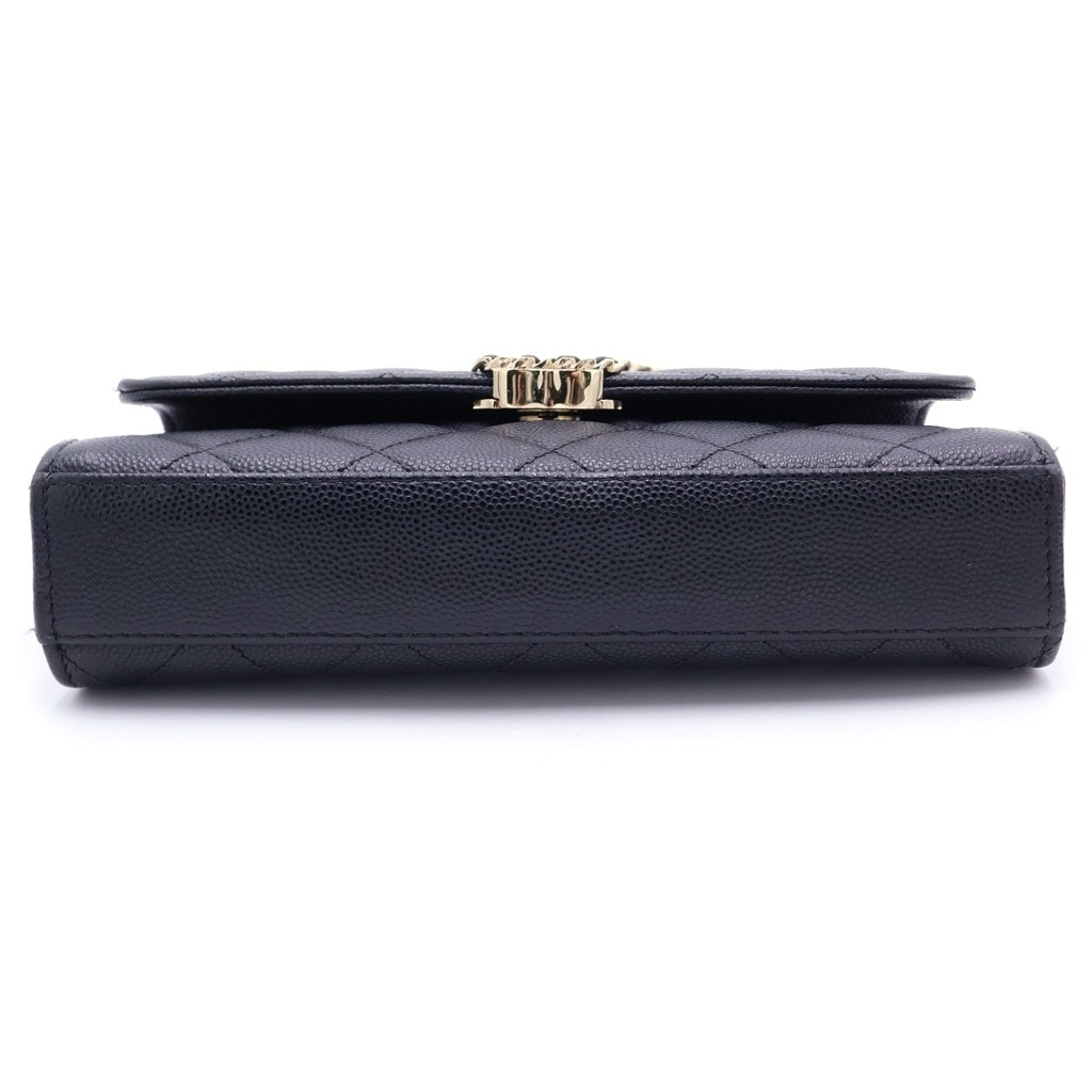 CHANEL(シャネル) マトラッセ キャビアスキン ゴールド金具 フォンケース チェーン ショルダーバッグ AP3238 ブラック レディース