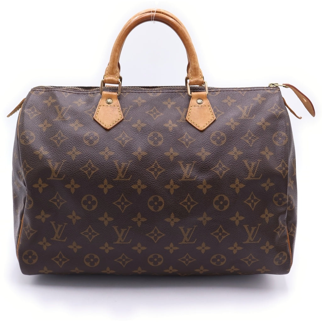 LOUIS VUITTON(ルイヴィトン) モノグラム スピーディ35 ハンドバッグ ボストンバッグ ブラウン レザー×PVC M41524 ゴールド金具 レディース