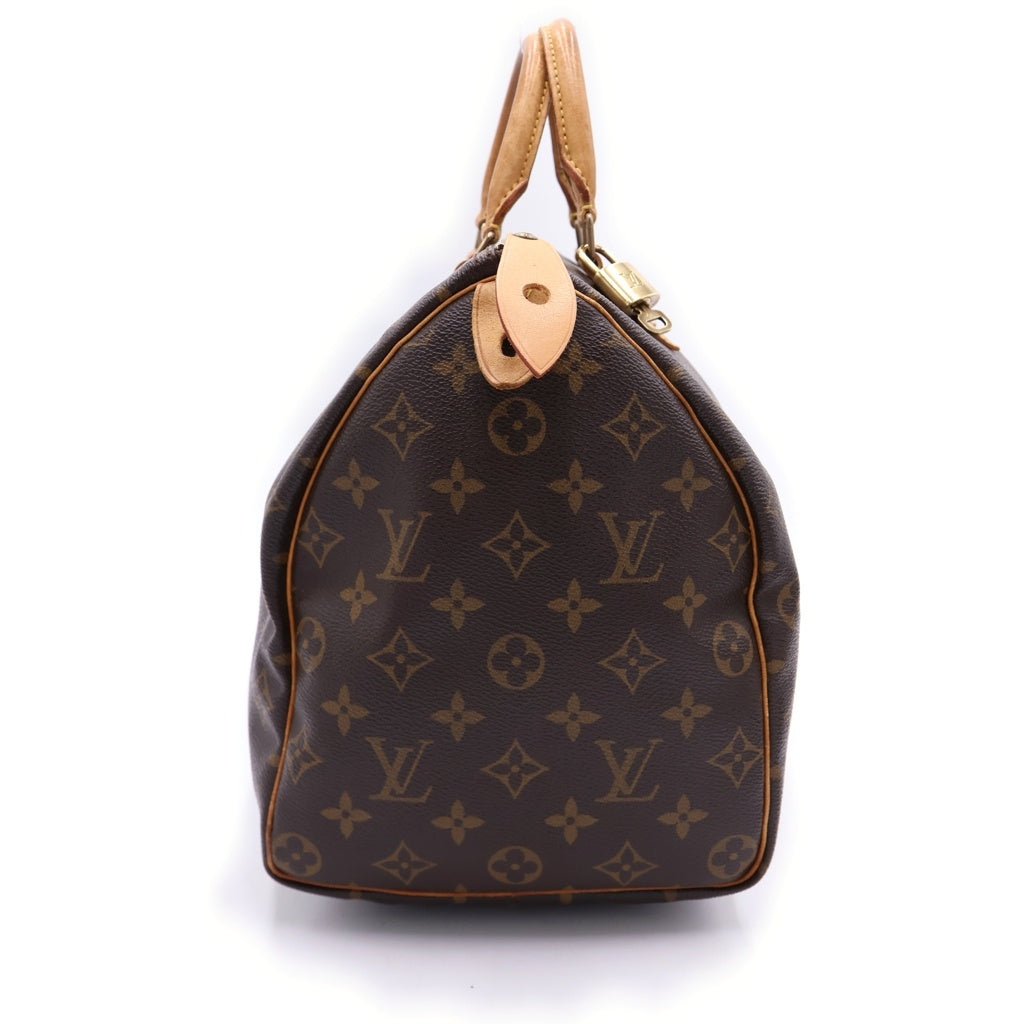 LOUIS VUITTON(ルイヴィトン) モノグラム スピーディ35 ハンドバッグ ボストンバッグ ブラウン レザー×PVC M41524 ゴールド金具 レディース