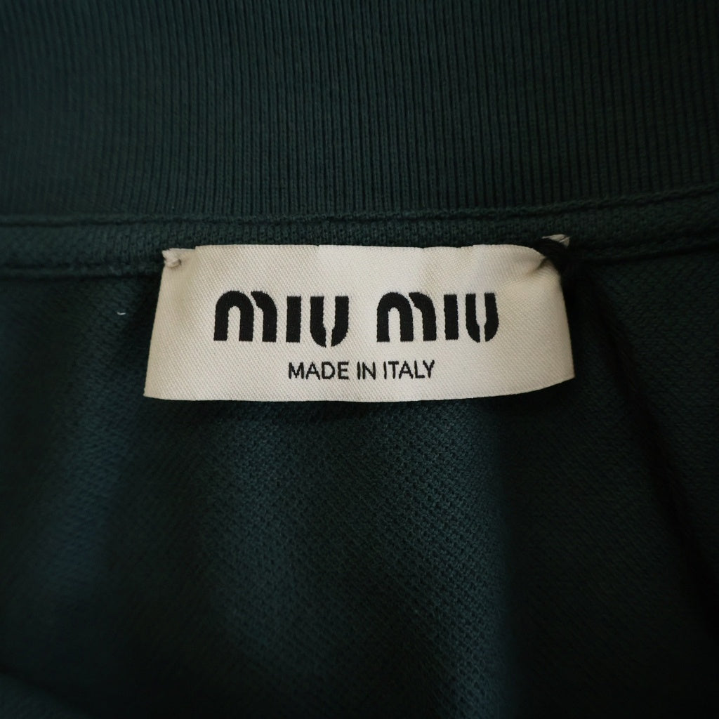 miumiu(ミュウミュウ) Cotton Piqu Polo Shirt コットン 長袖ポロシャツ ロゴ グリーン MJL019 レディース