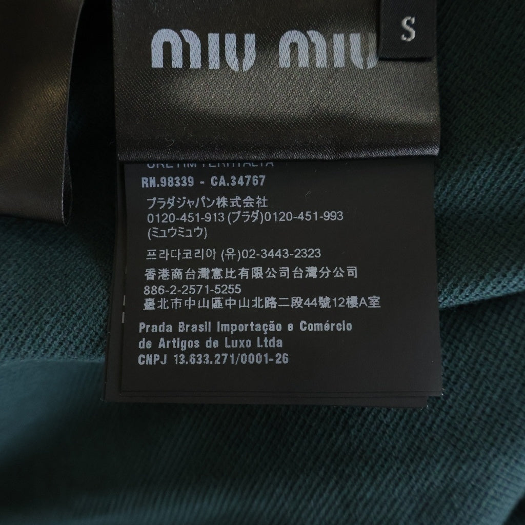miumiu(ミュウミュウ) Cotton Piqu Polo Shirt コットン 長袖ポロシャツ ロゴ グリーン MJL019 レディース
