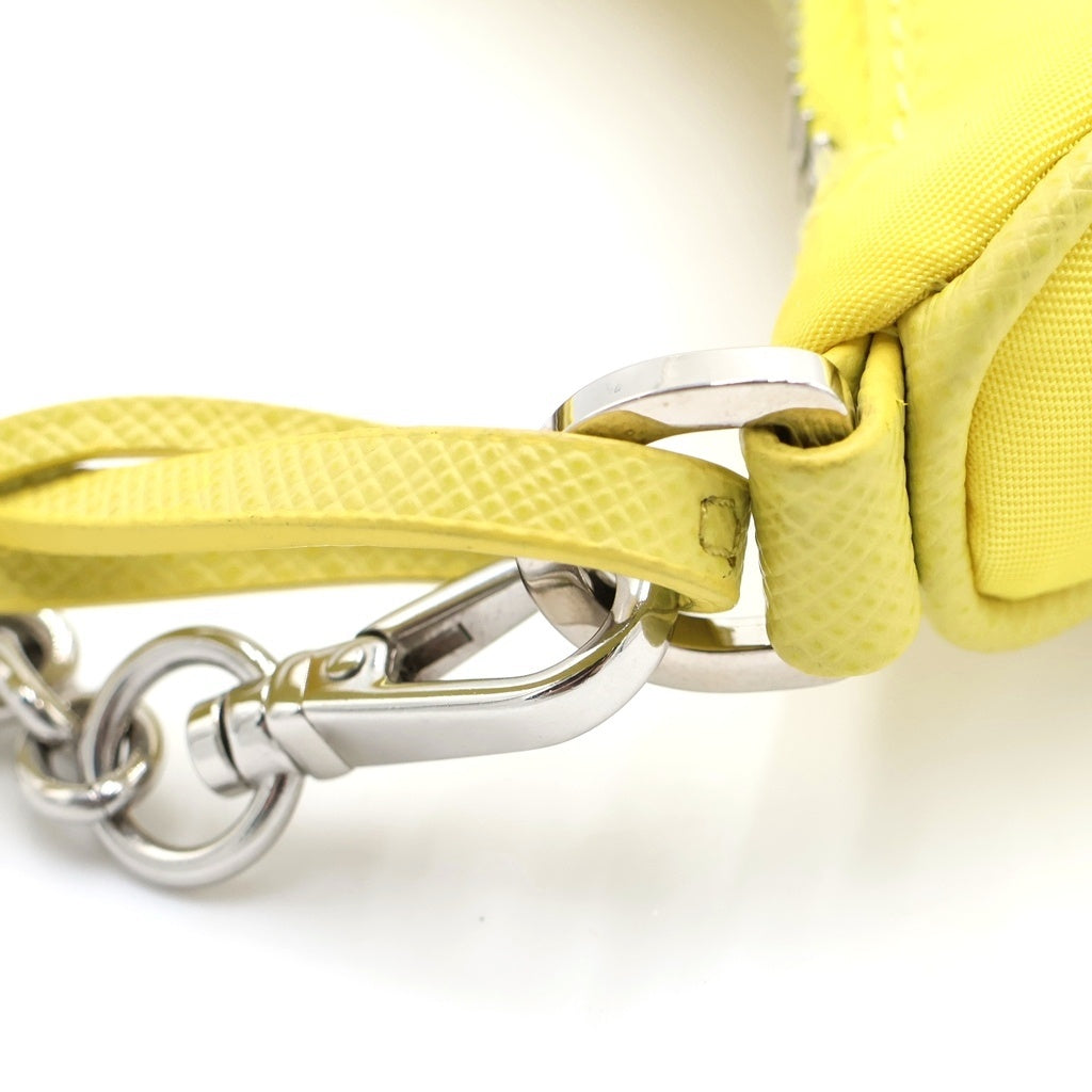 PRADA(プラダ) Re-Edition RE-NYLON リエディション リナイロン トライアングルロゴプレート ミニ ショルダーバッグ シルバー金具 イエロー 1BH204 レディース