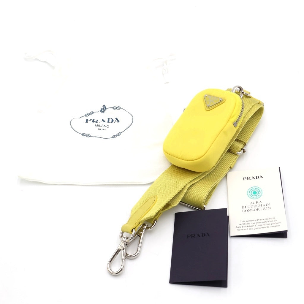 PRADA(プラダ) Re-Edition RE-NYLON リエディション リナイロン トライアングルロゴプレート ミニ ショルダーバッグ シルバー金具 イエロー 1BH204 レディース
