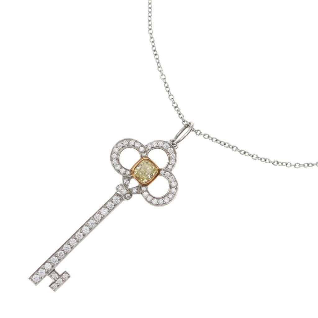 TIFFANY & Co.(ティファニー) クラウンキー ダイヤ ネックレス K18PG/Pt950 プラチナ/ピンクゴールド レディース