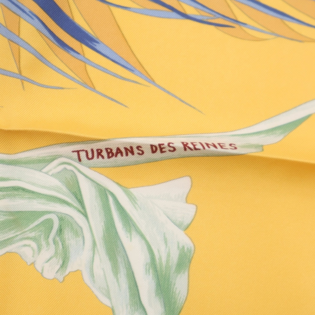 HERMES(エルメス) カレ90 TURBANS DES REINES 王女のターバン シルク スカーフ イエロー レディース
