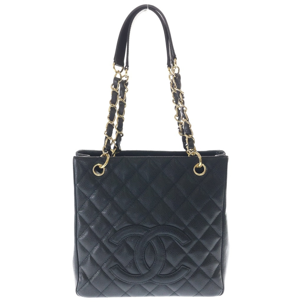 CHANEL(シャネル) マトラッセ ココマーク キャビアスキン レザー チェーン トートバッグ ゴールド金具 ブラック 12番台 レディース