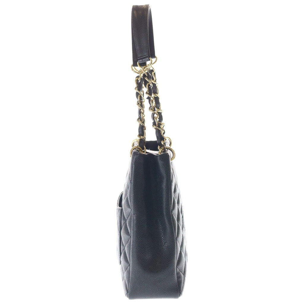 CHANEL(シャネル) マトラッセ ココマーク キャビアスキン レザー チェーン トートバッグ ゴールド金具 ブラック 12番台 レディース