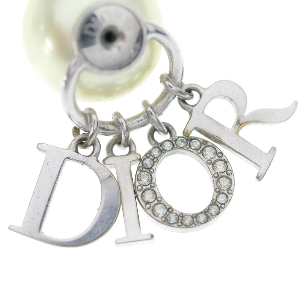 DIOR(ディオール) ロゴラインストーン トライバル パール ピアス ホワイト×シルバー レディース