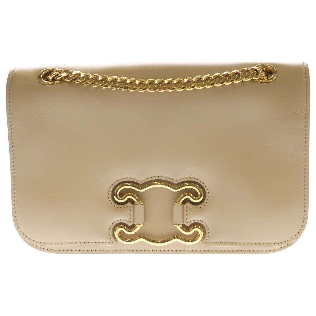 CELINE(セリーヌ) ミディアム トリオンフ フレーム 2WAYハンドバッグ ショルダーバッグ ベージュ レザー 199813EPA.38NO ゴールド金具 レディース
