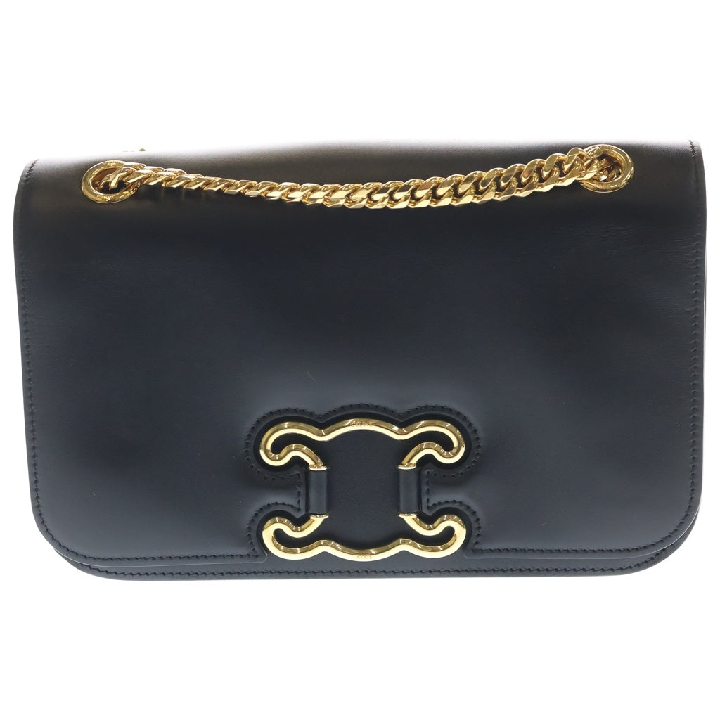 CELINE(セリーヌ) ミディアム トリオンフ フレーム ショルダーバッグ ブラック レザー 199813EPA.03ND ゴールド金具 レディース