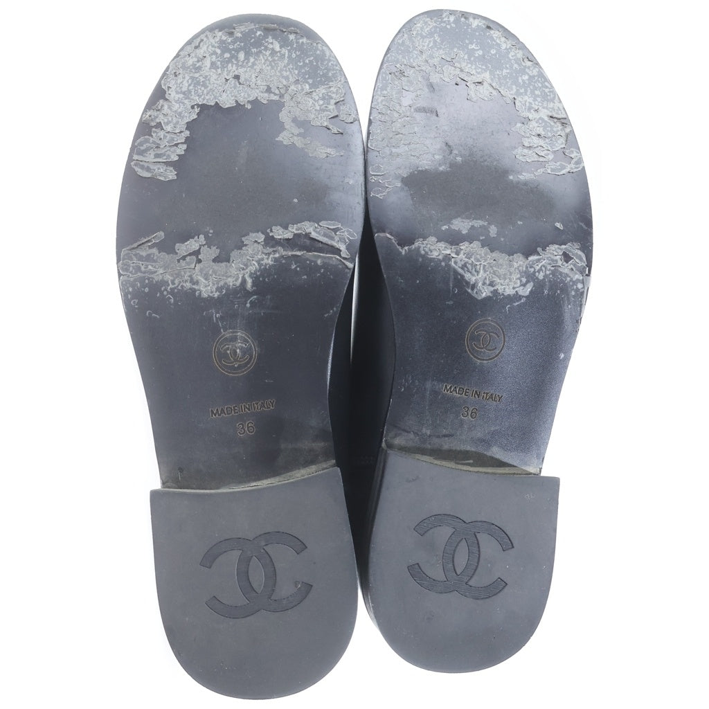 CHANEL(シャネル) ココマーク バックジップ レザーロングブーツ ロゴ ブラック レディース