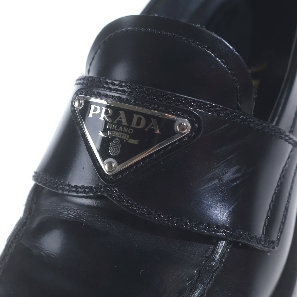 PRADA(プラダ) トライアングルロゴプレート ローファー 革靴 レザーシューズ ブラック レディース