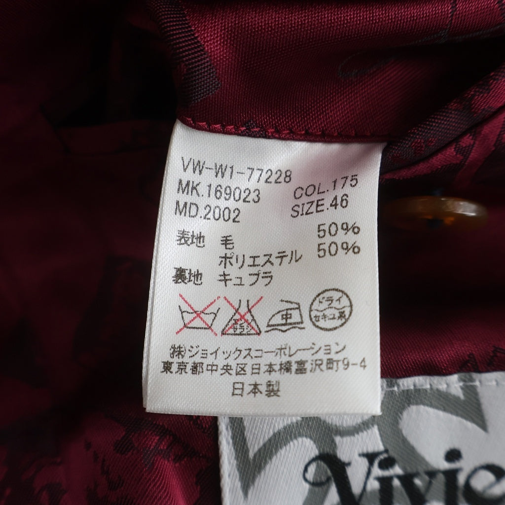 Vivienne Westwood(ヴィヴィアンウエストウッド) チェック総柄 ピークドラペル ダブルブレスト テーラードジャケット ネイビー VW-W1-77228
