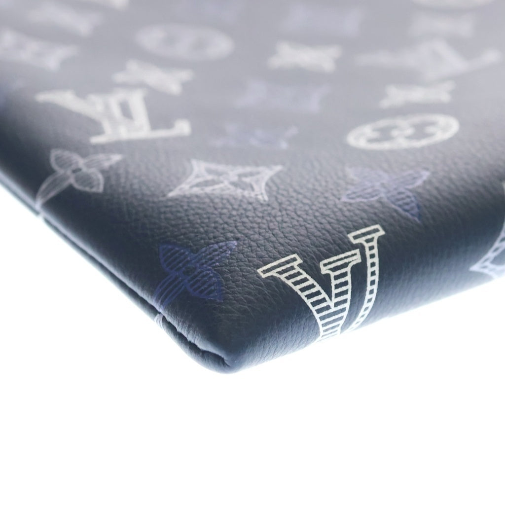 LOUIS VUITTON(ルイヴィトン) モノグラム シャドウ ポシェット・トゥー・ゴー レザー セカンドバッグ クラッチバッグ ICタイプ ネイビー M28913 レディース