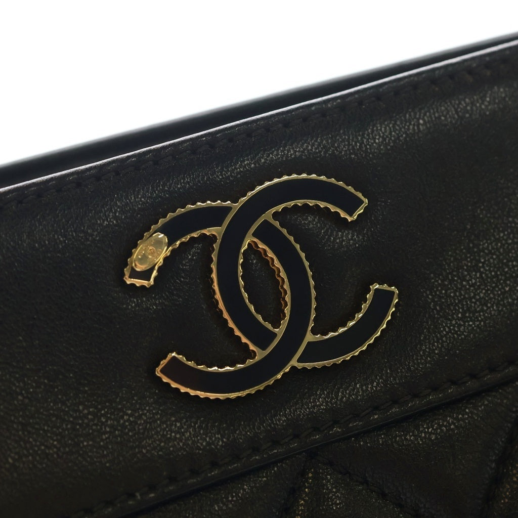 CHANEL(シャネル) マトラッセ ココマーク ラムスキン レザーチェーンショルダーバッグ ゴールド金具 ブラック A93087 23番台 レディース