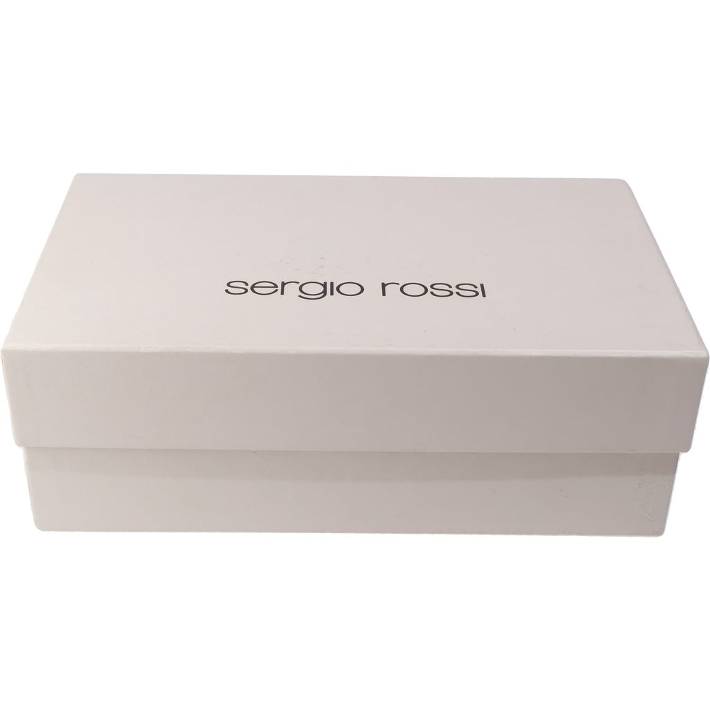 Sergio Rossi(セルジオロッシ) チェーン装飾 スエードパンプス ラインストーン シューズ ポインテッドトゥ シルバー金具 ブラック レディース