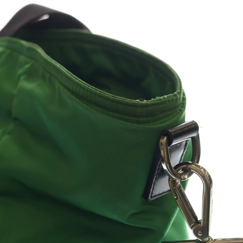 PRADA(プラダ) 三角ロゴ テスート 2WAYトートバック ハンドバッグ ショルダーバッグ グリーン ナイロン シルバー金具 レディース