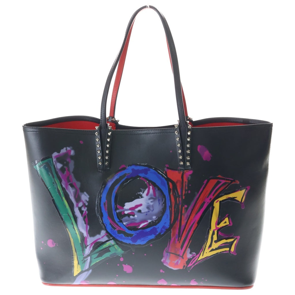 CHRISTIAN LOUBOUTIN(クリスチャンルブタン) カバタ トートバッグ ハンドバッグ ブラック×レッド レザー レディース