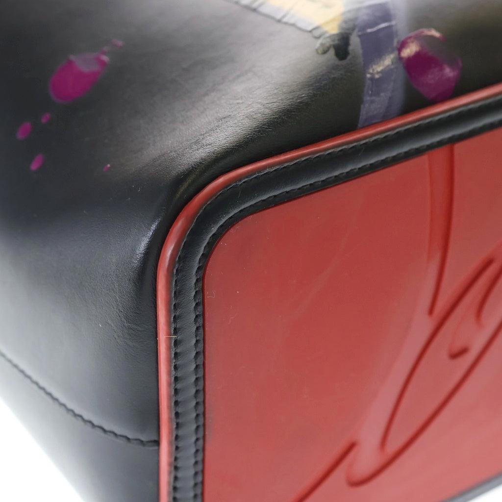 CHRISTIAN LOUBOUTIN(クリスチャンルブタン) カバタ トートバッグ ハンドバッグ ブラック×レッド レザー レディース