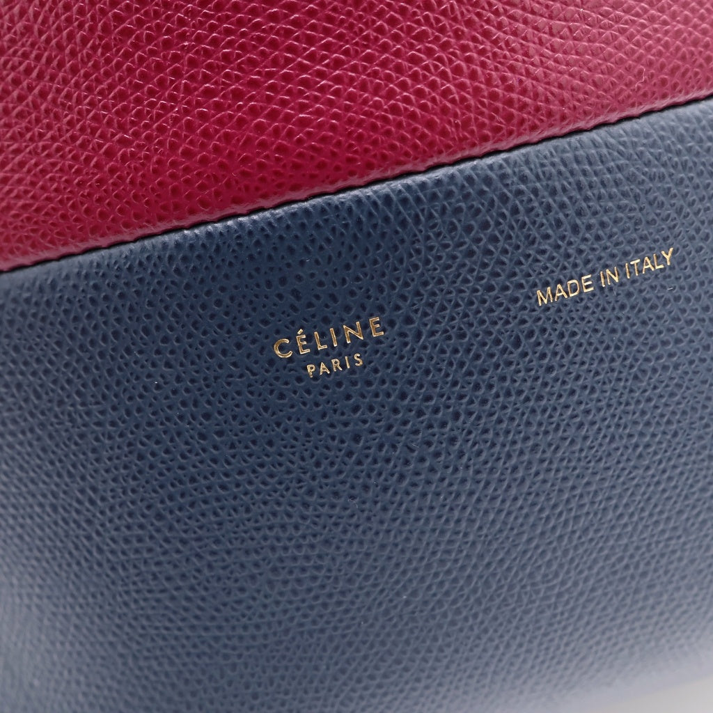 CELINE(セリーヌ) バーティカルカバ スモール ハンド ショルダーバッグ トートバッグ レザー パープル/ネイビー 176163 レディース
