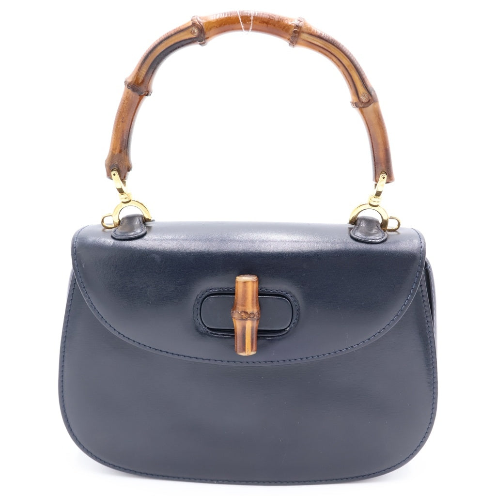 GUCCI(グッチ) バンブー ハンドバック 2wayバック スモール レザー ネイビー レディース