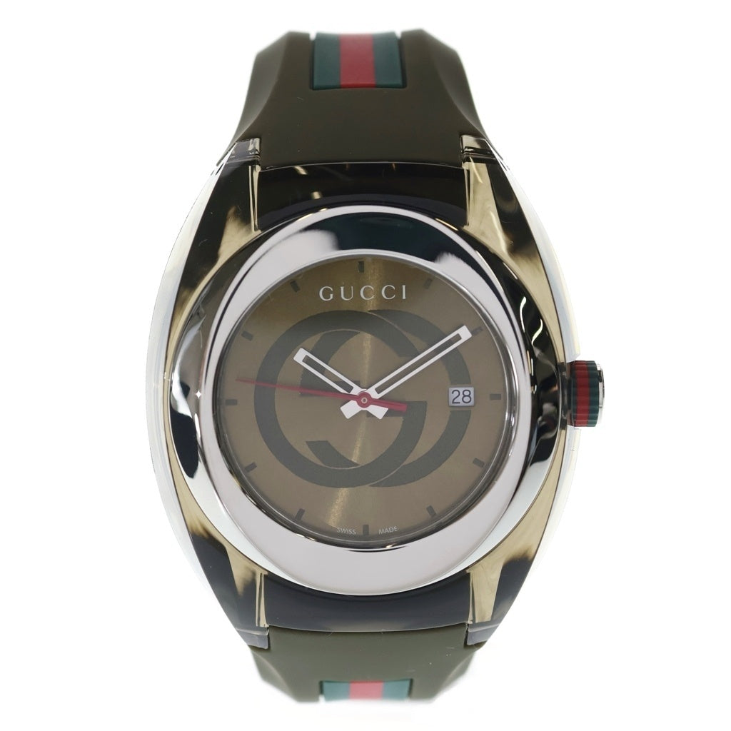 GUCCI(グッチ) SYNC シンク 腕時計 インターロッキングG ラバー オリーブ文字盤 カーキ YA137106 レディース
