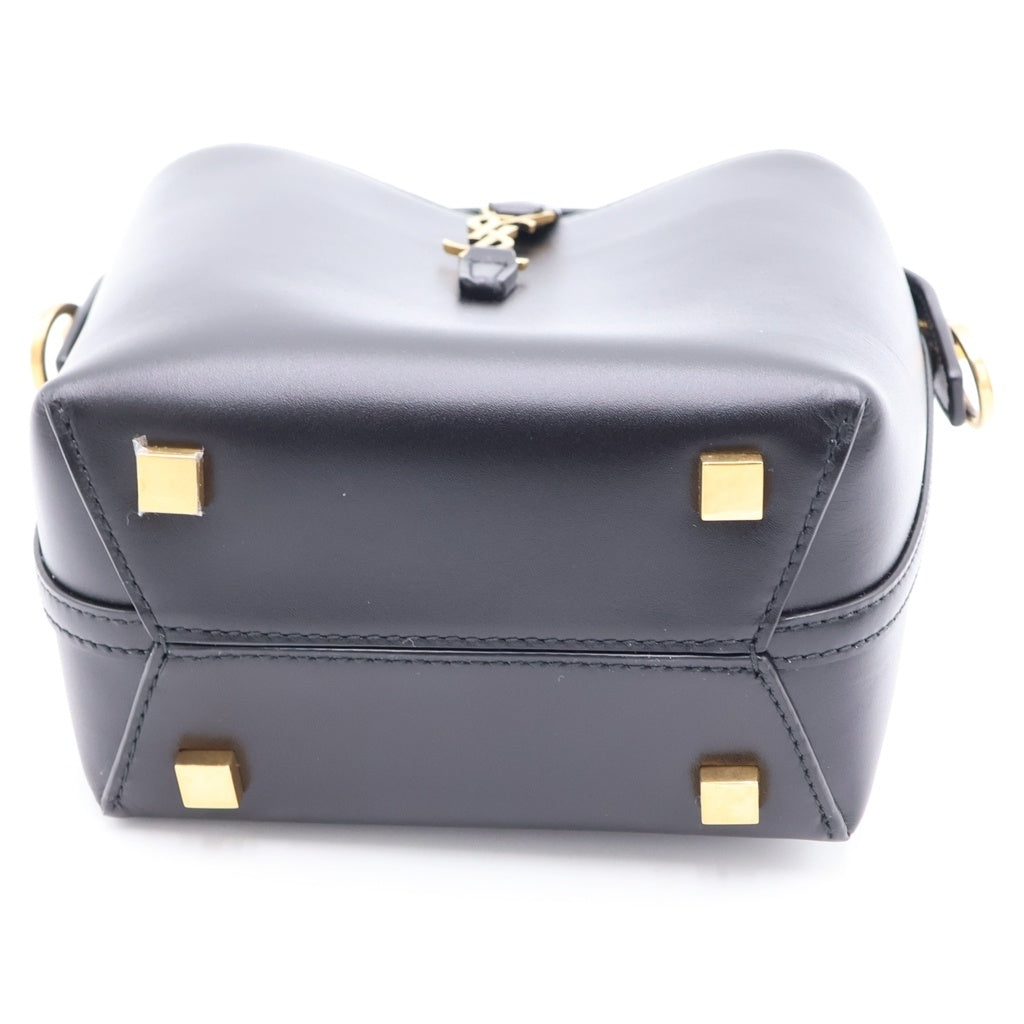 SAINT LAURENT PARIS(サンローランパリ) LE37 ミニバケットバッグ シャイニー レザー ゴールド金具 2WAY ハンドバッグ ショルダーバッグ ブラック 765870 レディース