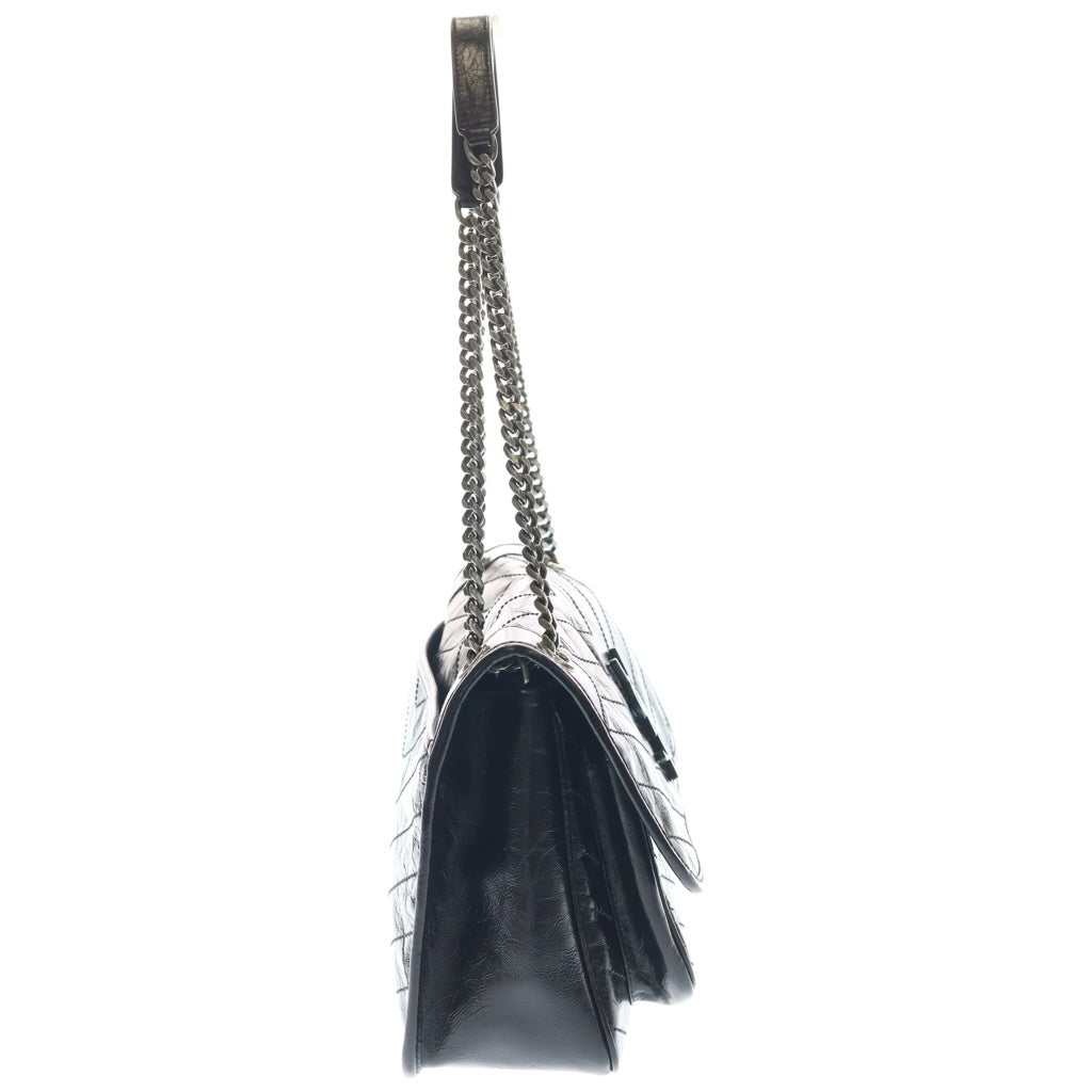 SAINT LAURENT PARIS(サンローランパリ) ニキ ミディアム ヴィンテージ レザー シルバー金具 チェーンショルダーバッグ ブラック 633184 レディース
