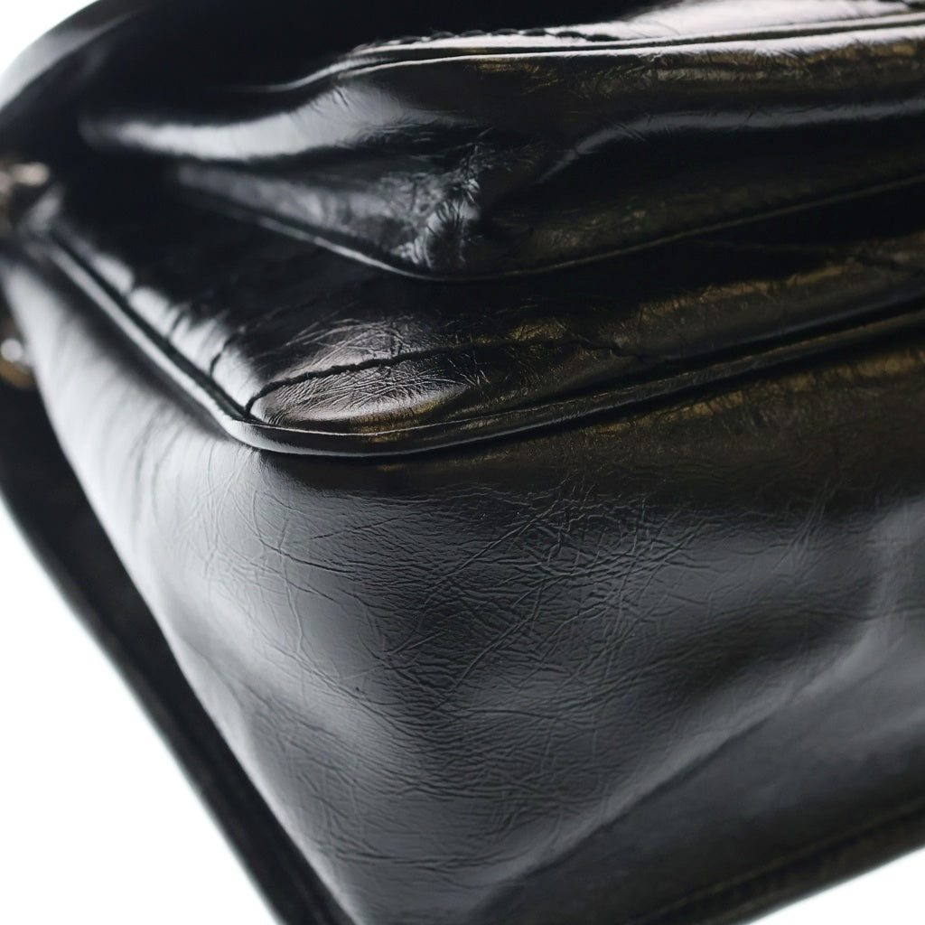 SAINT LAURENT PARIS(サンローランパリ) ニキ ミディアム ヴィンテージ レザー シルバー金具 チェーンショルダーバッグ ブラック 633184 レディース