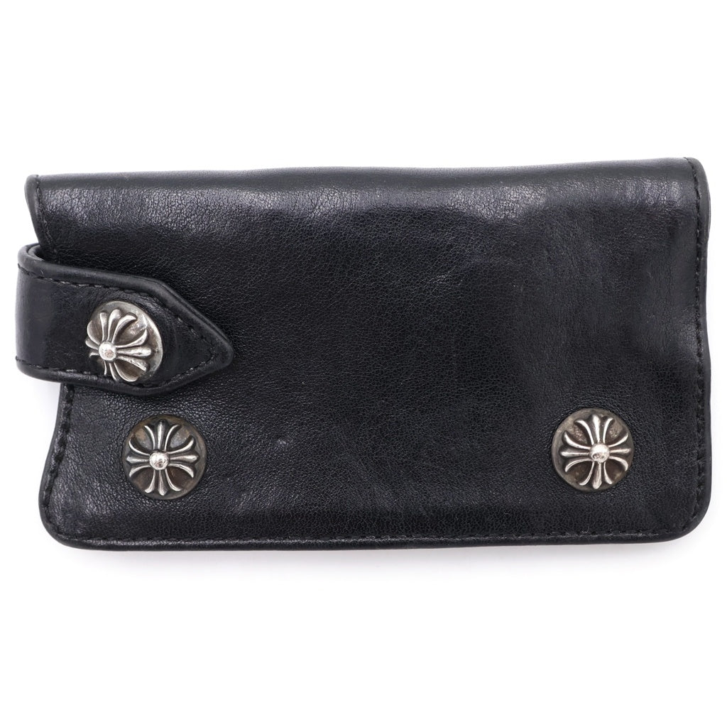 CHROME HEARTS(クロムハーツ) KEY CASE キーケース クロスボールボタン デストロイレザーキーケース ブラック