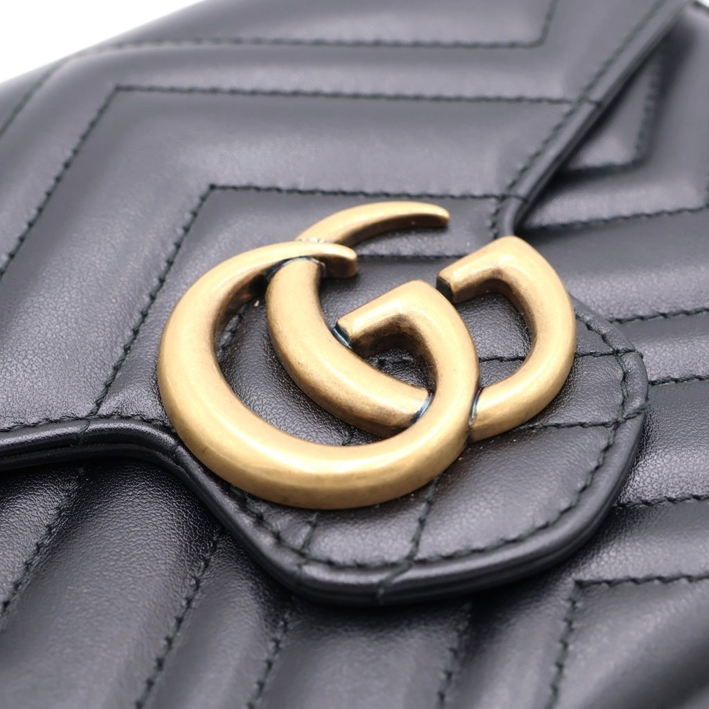 GUCCI(グッチ) GG Marmont Quilting Chain Wallet GGマーモント キルティング チェーンウォレット ショルダーバッグ ブラック 474575 レディース