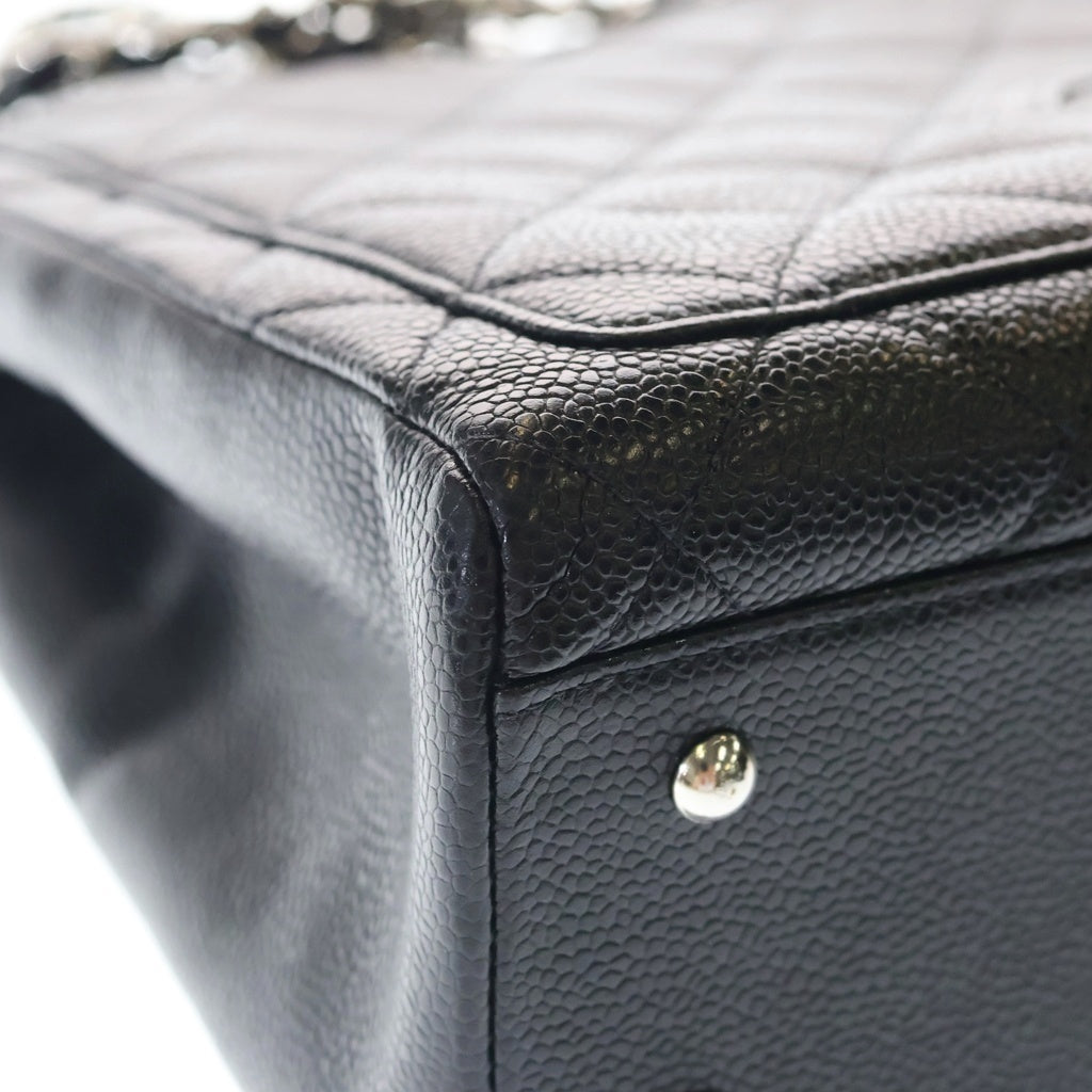 CHANEL(シャネル) マトラッセ ココマーク キャビアスキン レザー チェーン ショルダー トートバッグ シルバー金具 ブラック 6番台 レディース