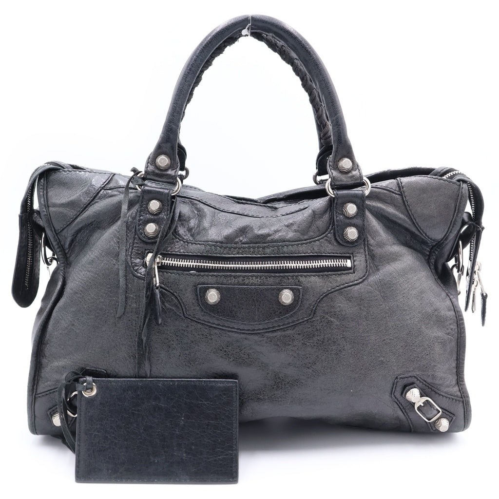BALENCIAGA(バレンシアガ) ザ・シティ 2WAYハンドバッグ ショルダーバッグ ブラック レザー 281770 シルバー金具