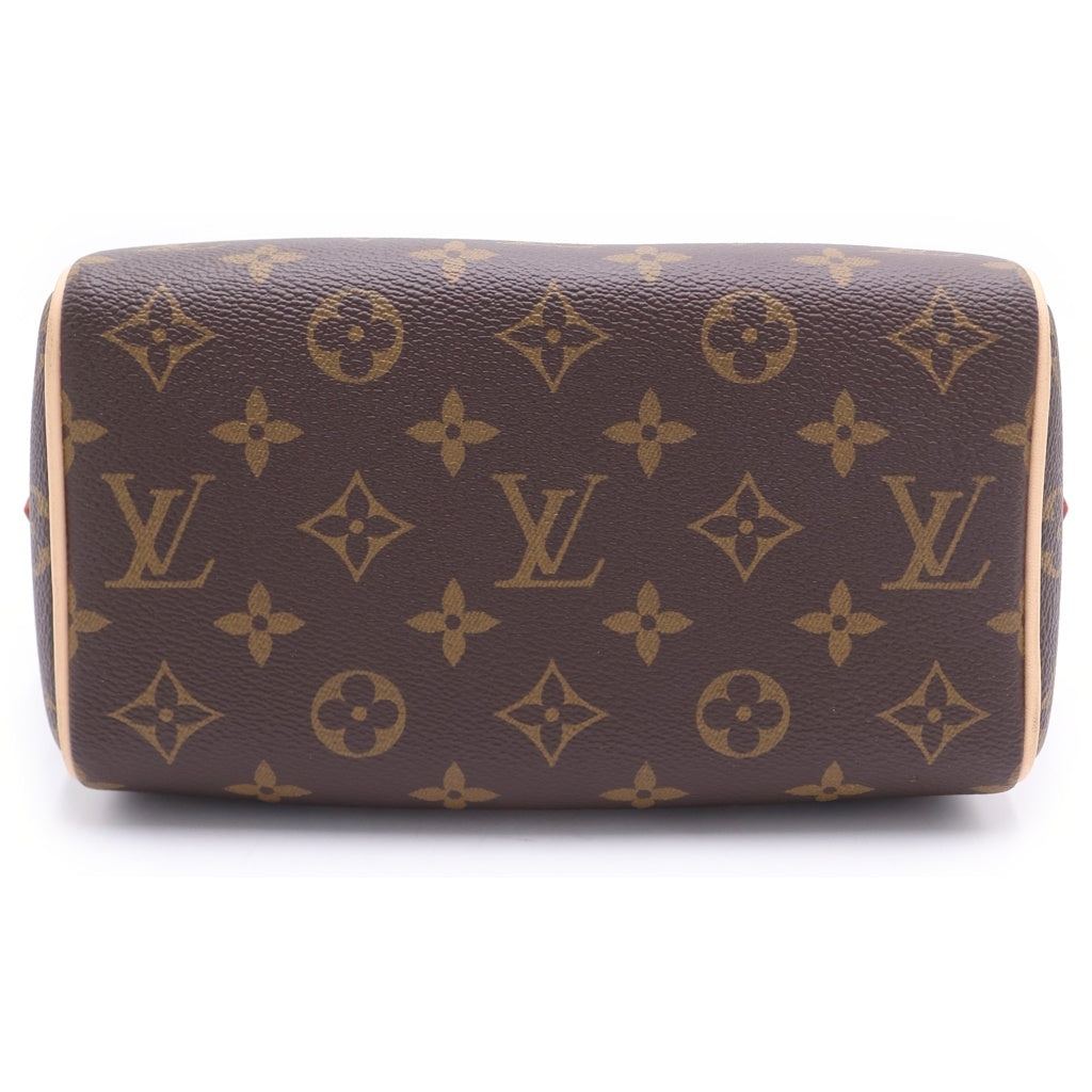 LOUIS VUITTON(ルイヴィトン) ナノスピーディ 2WAYハンドバッグ ショルダーバッグ ブラウン レザー×PVC M81085 ゴールド金具 レディース