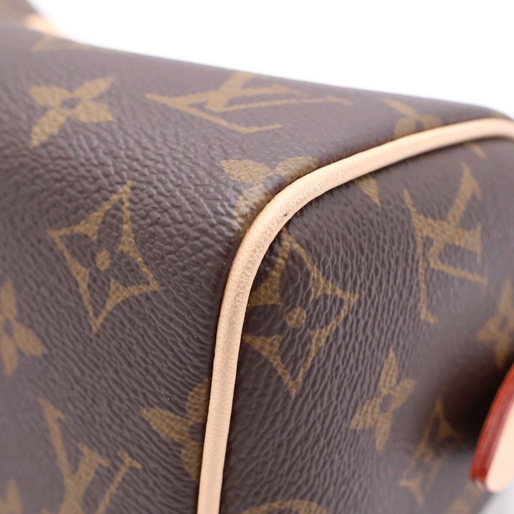 LOUIS VUITTON(ルイヴィトン) ナノスピーディ 2WAYハンドバッグ ショルダーバッグ ブラウン レザー×PVC M81085 ゴールド金具 レディース