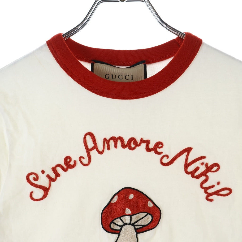 GUCCI(グッチ) マッシュルーム ロゴプリント Tシャツ ホワイト #XS レディース