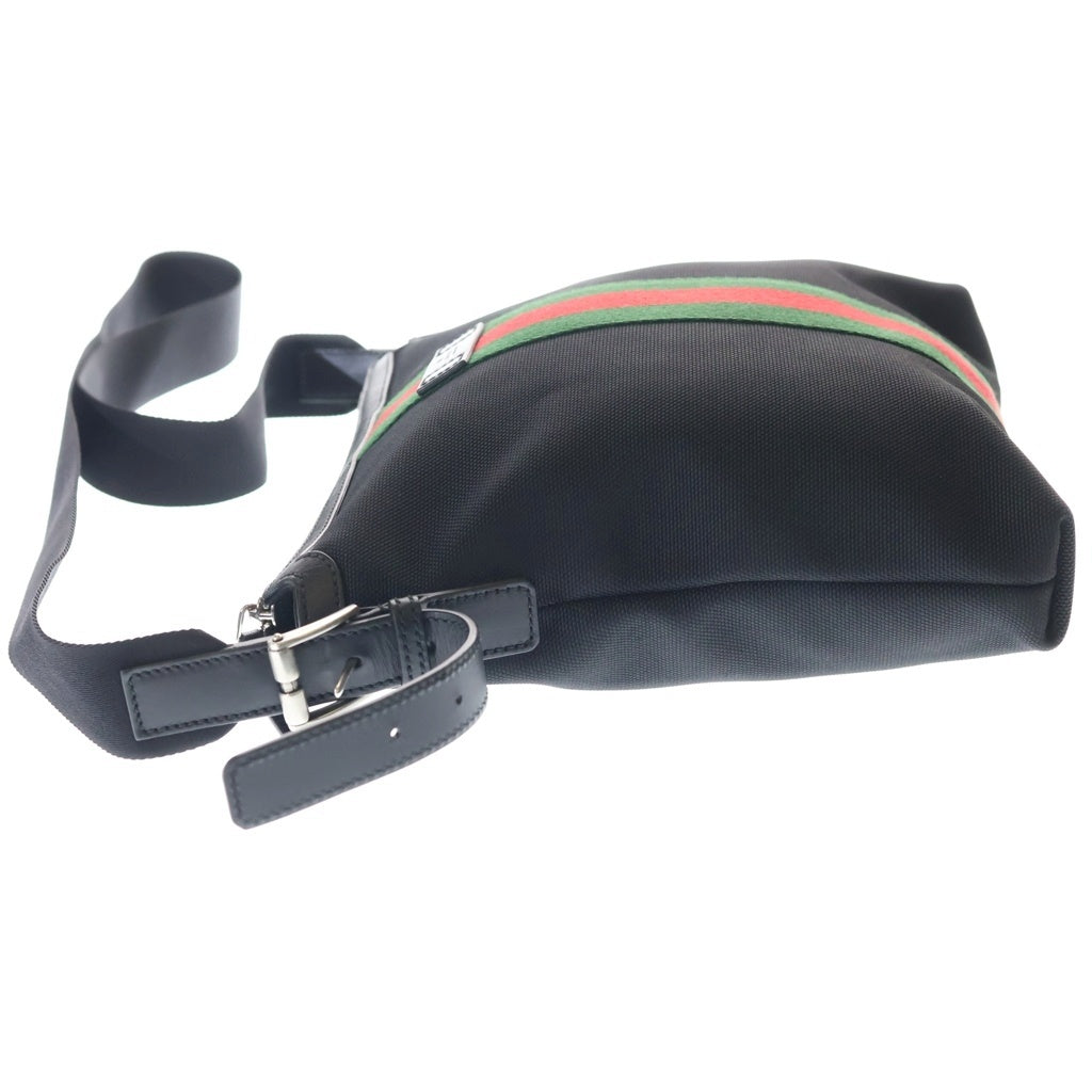 GUCCI(グッチ) シェリーライン ショルダーバッグ ブラック キャンバス×レザー 631199 シルバー金具 レディース