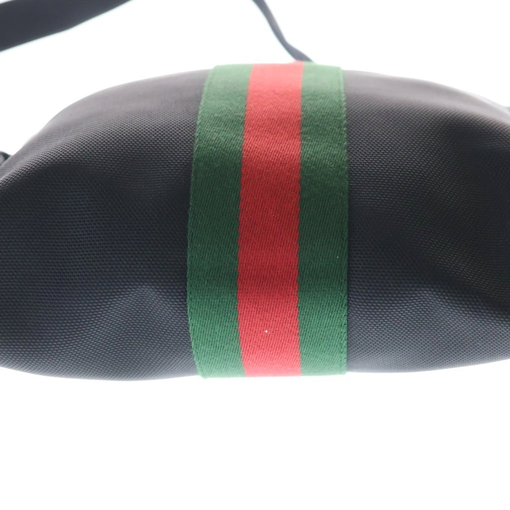 GUCCI(グッチ) シェリーライン ショルダーバッグ ブラック キャンバス×レザー 631199 シルバー金具 レディース
